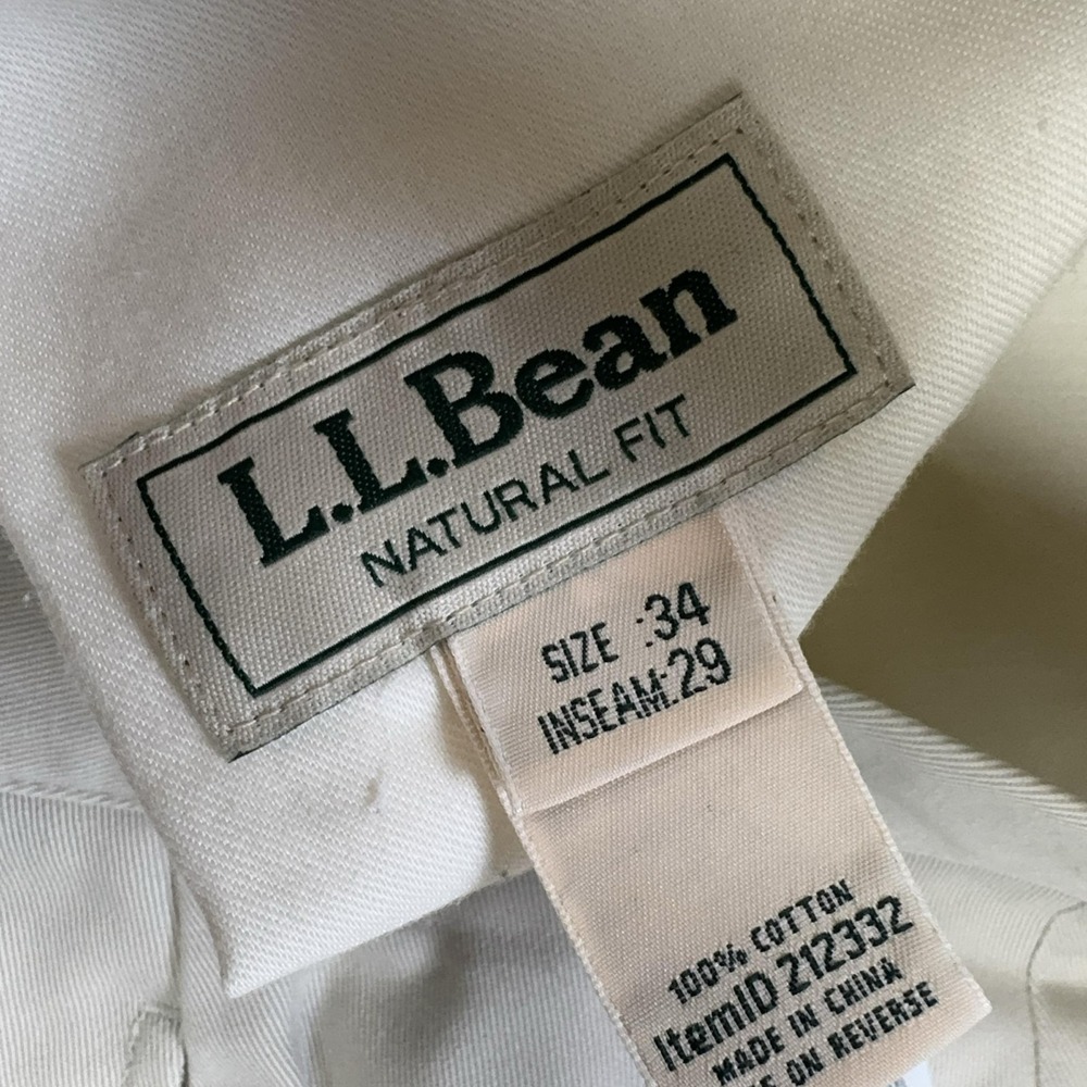 LL Bean Pants Mens 34x29 Beige Chino Natural Fit Straight Leg Cotton Casual - Picture 8 of 11